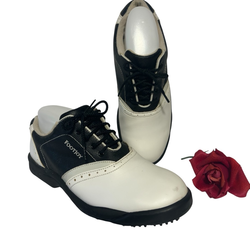 FootJoy Golf Shoes 48696 Sz 8.5 black & white ties pre-owned